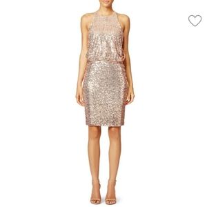 Badgley Mischka Blouson Sequin Pencil Dress